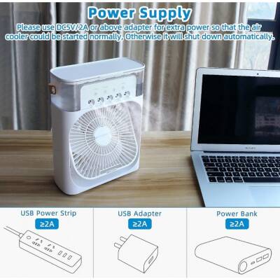 Air Cooler Buzlu Hava Üfleyen Led Işıklı Usb Taşınabilir Fan - 2