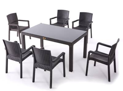 Heniver Rattan 90x150cm Vektör Camlı Set - 2