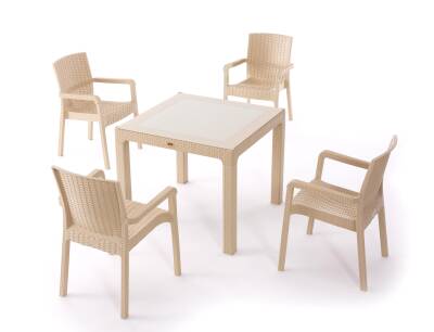 Heniver Rattan Vektör Camlı Set 90x90cm - 1