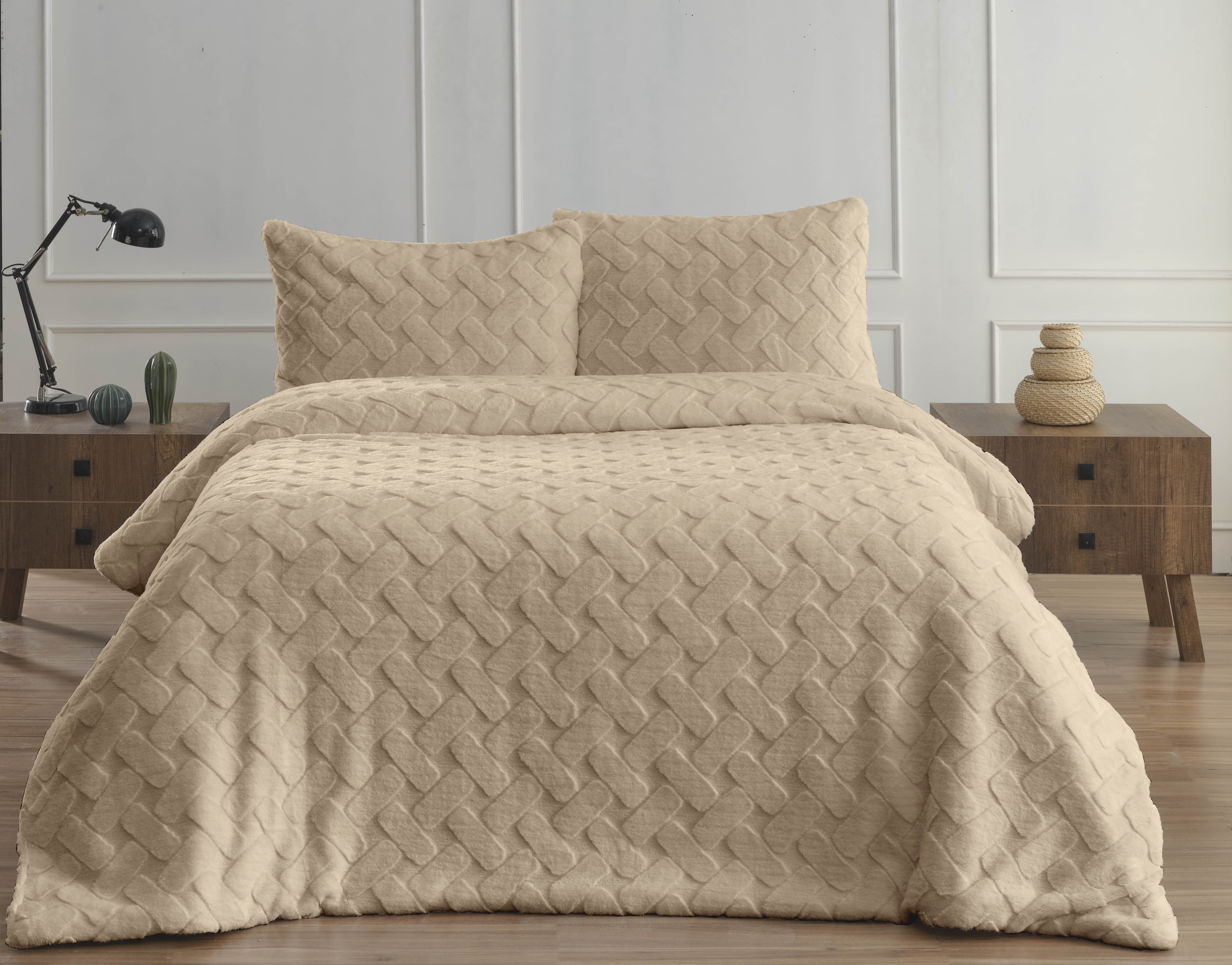 Merinos Kürk Comferter Set