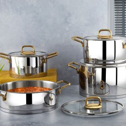 Lines 8Prc. Çelik Tencere Seti Altın Kulp