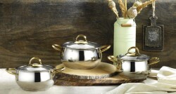 Lines Zeycan 6 Piece Casserole Set Gold