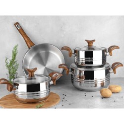 Lines Oscar 7 Piece Steel Cookware Set Bakelite