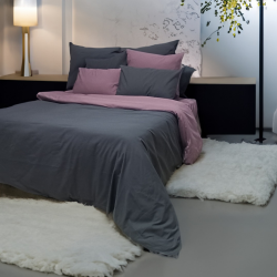 Koyu Minimal Çift Kişilik Nevresim Takımı - Pembe/Gri