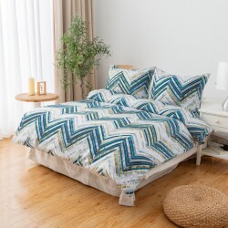 Micro Satin Double Duvet Cover Set - Blue Striped