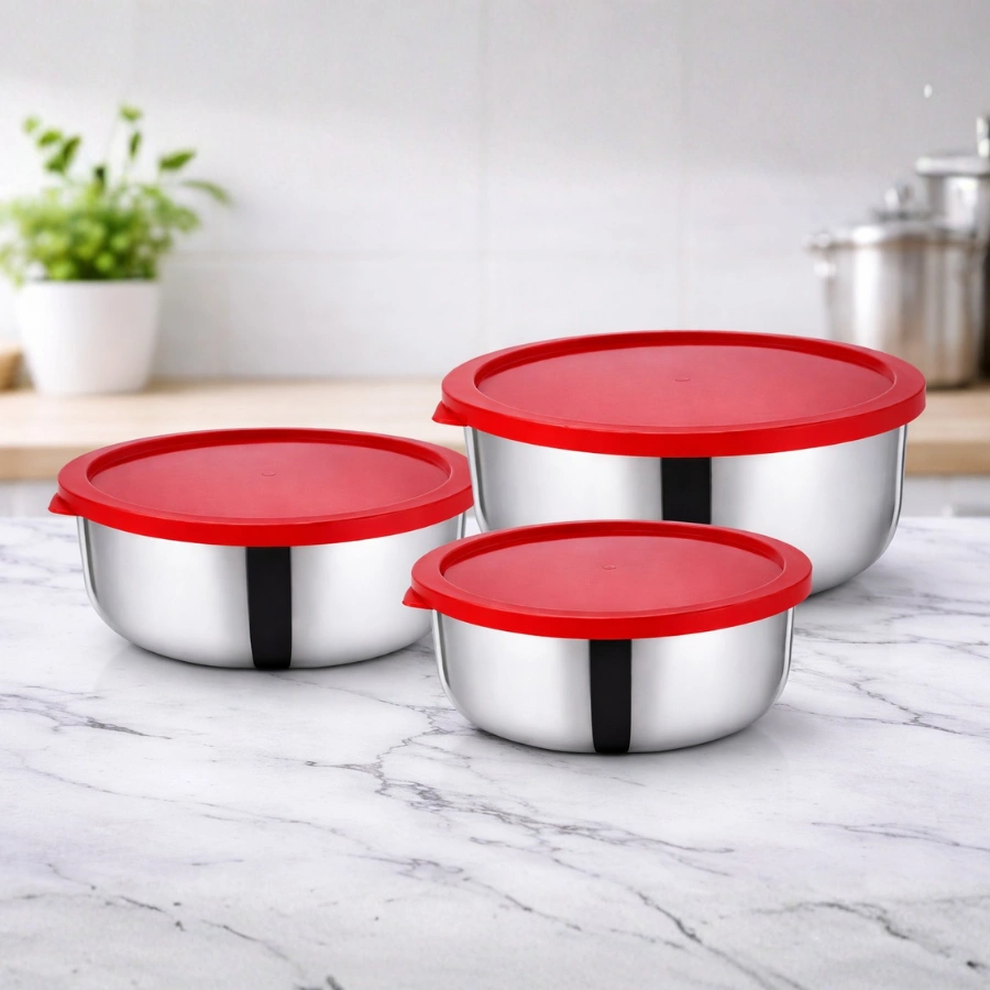 Yonca 6 Parça Çelik Saklama Kabı (14Cm -16Cm -18Cm)