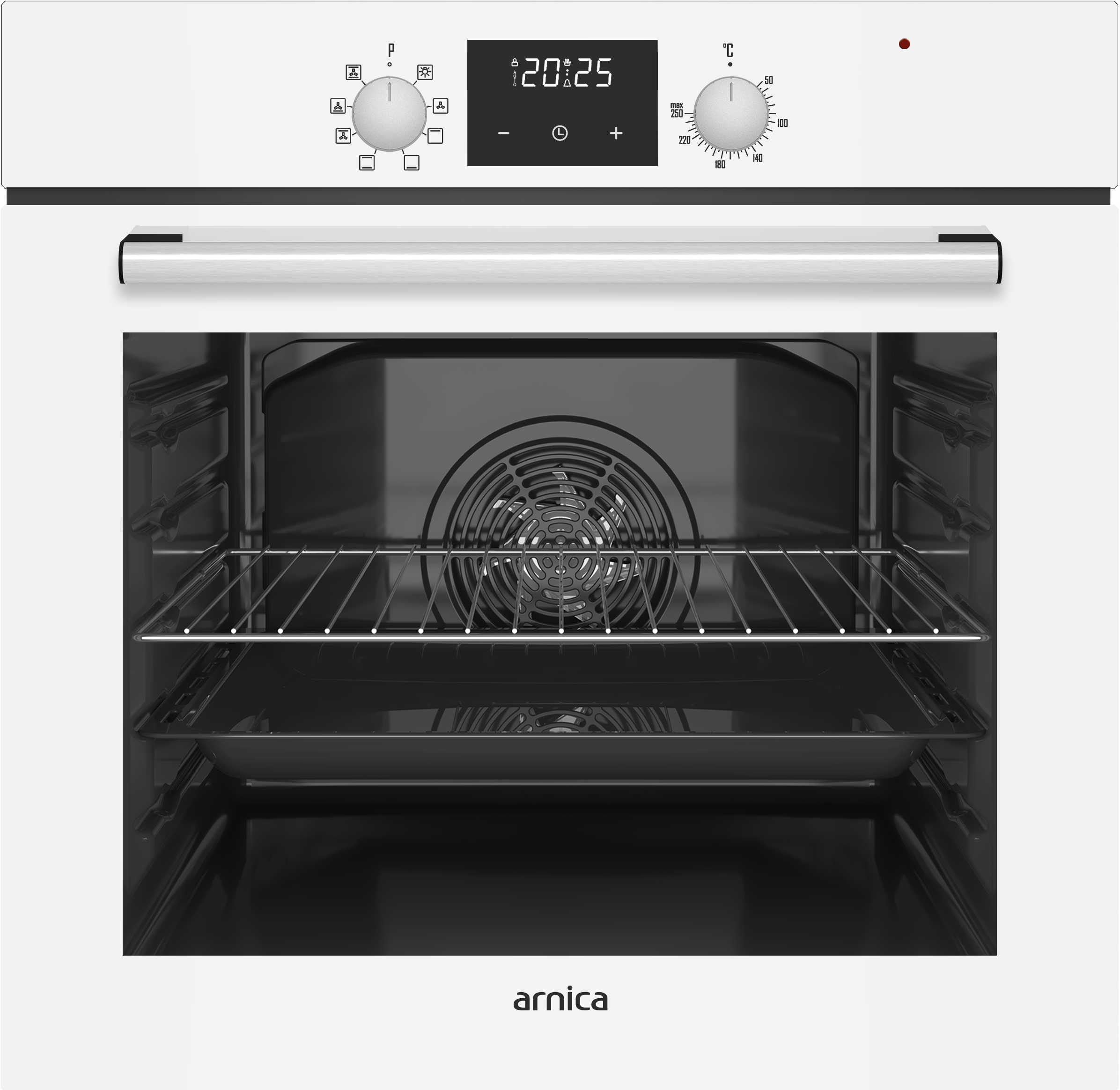 ARNICA 0+8 76 Lt. Dijital Ekranlı Turbo Ankastre Fırın Siyah & Beyaz