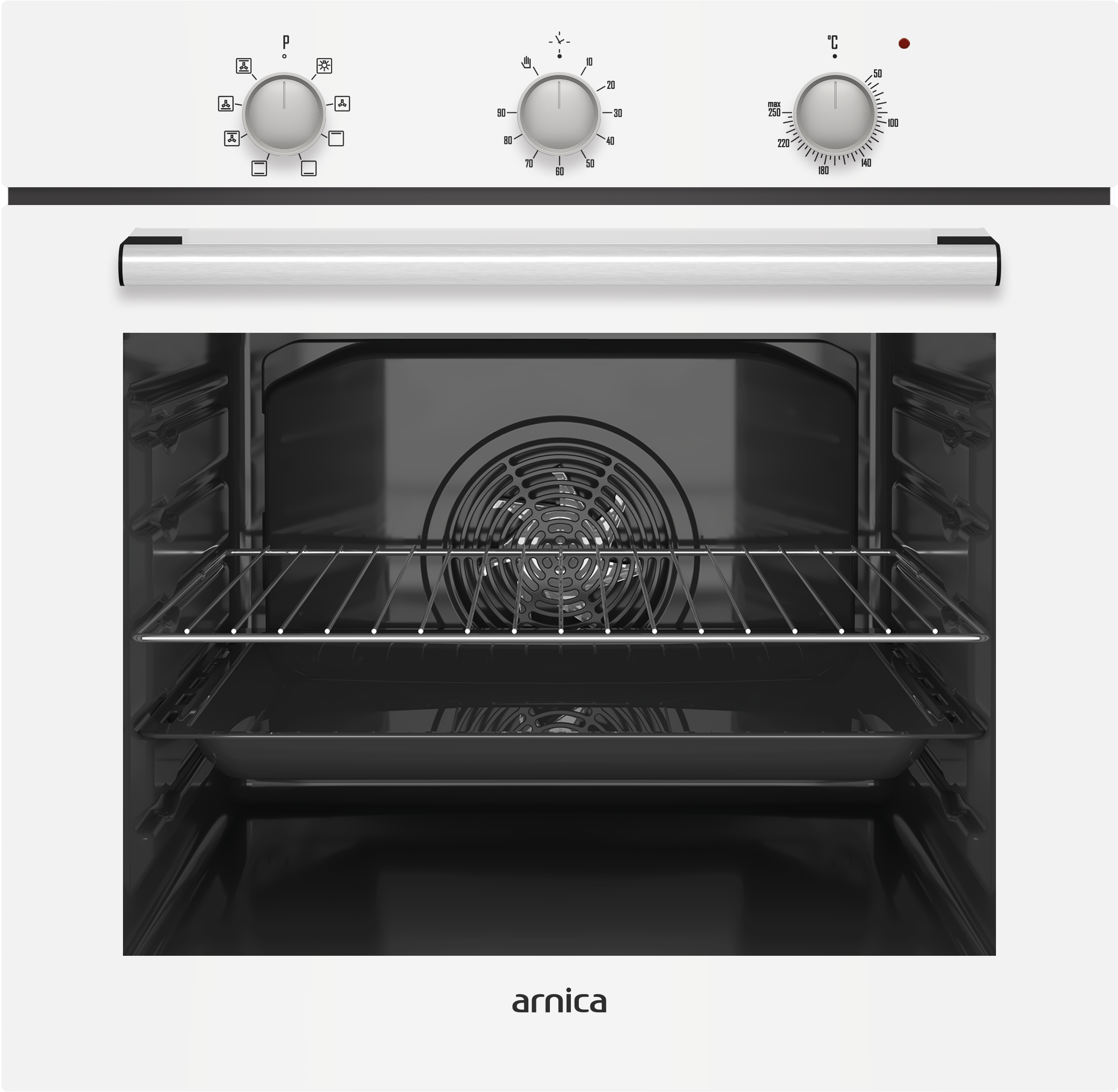 ARNICA 0+8 76 Lt. Turbo Ankastre Fırın Beyaz / Siyah