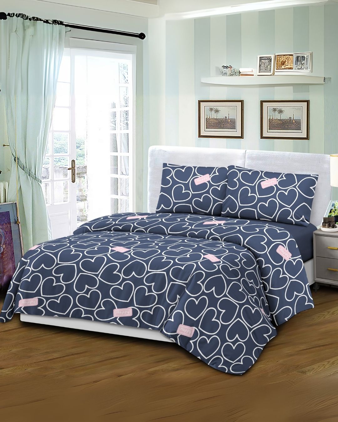 Mikro Saten Nevresim Takımı Tek Kişilik 105x200 Desenli 