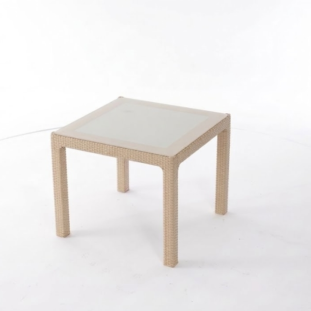 HENIVER 90X90 CAMLI MASA BEYAZ-CAPPUCINO