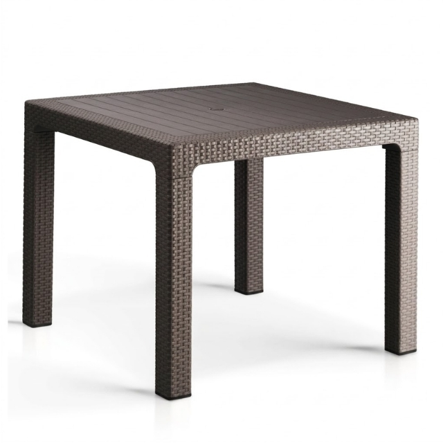 HENIVER 90X90 CAMSIZ MASA KAHVE-GRI