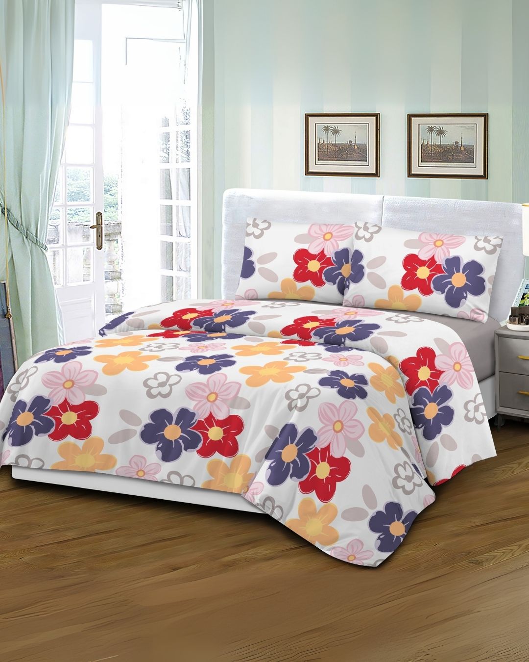 Mikro Saten Nevresim Takımı Tek Kişilik 105x200 Desenli 