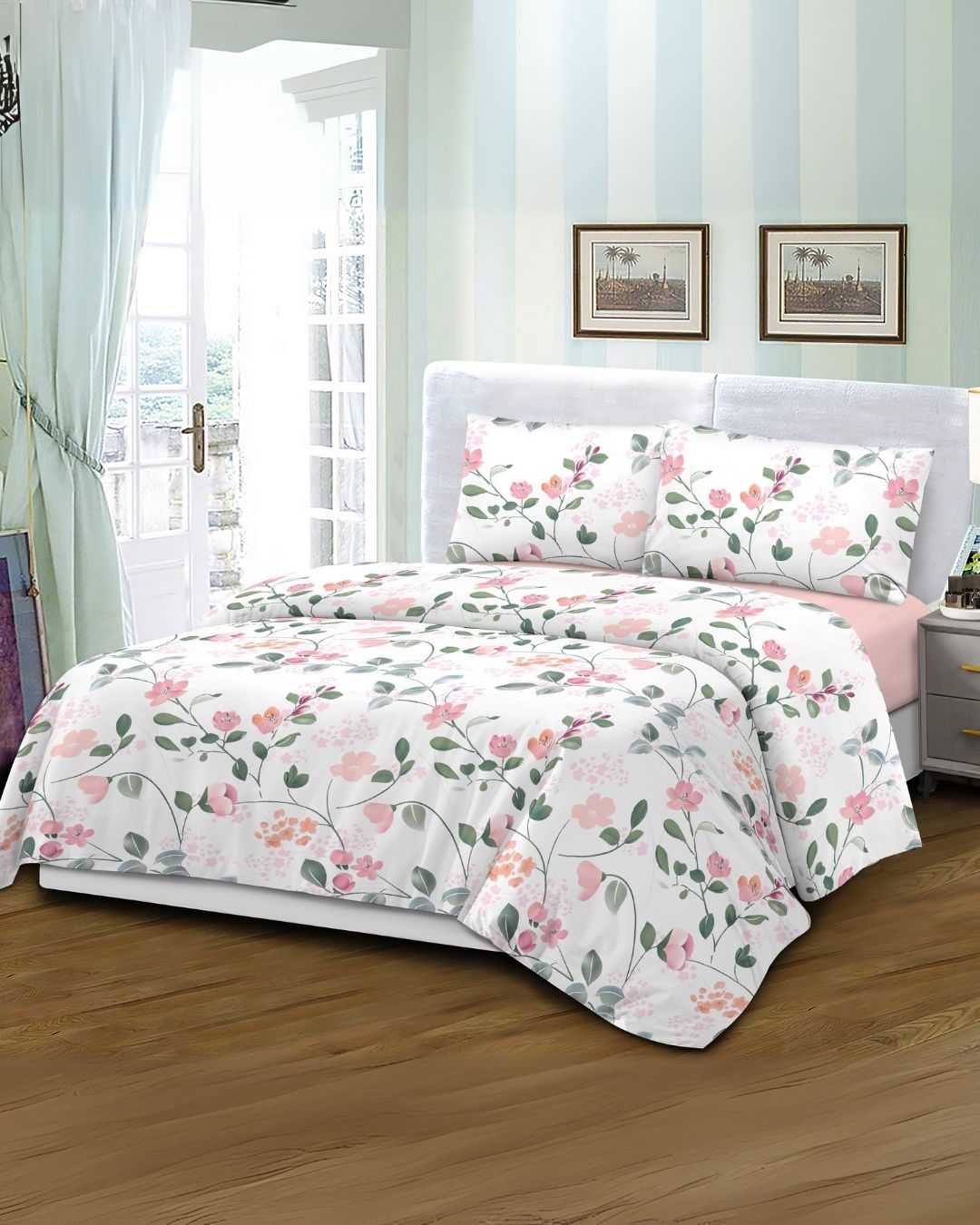 Mikro Saten Nevresim Takımı Battal Boy 185x200 Desenli