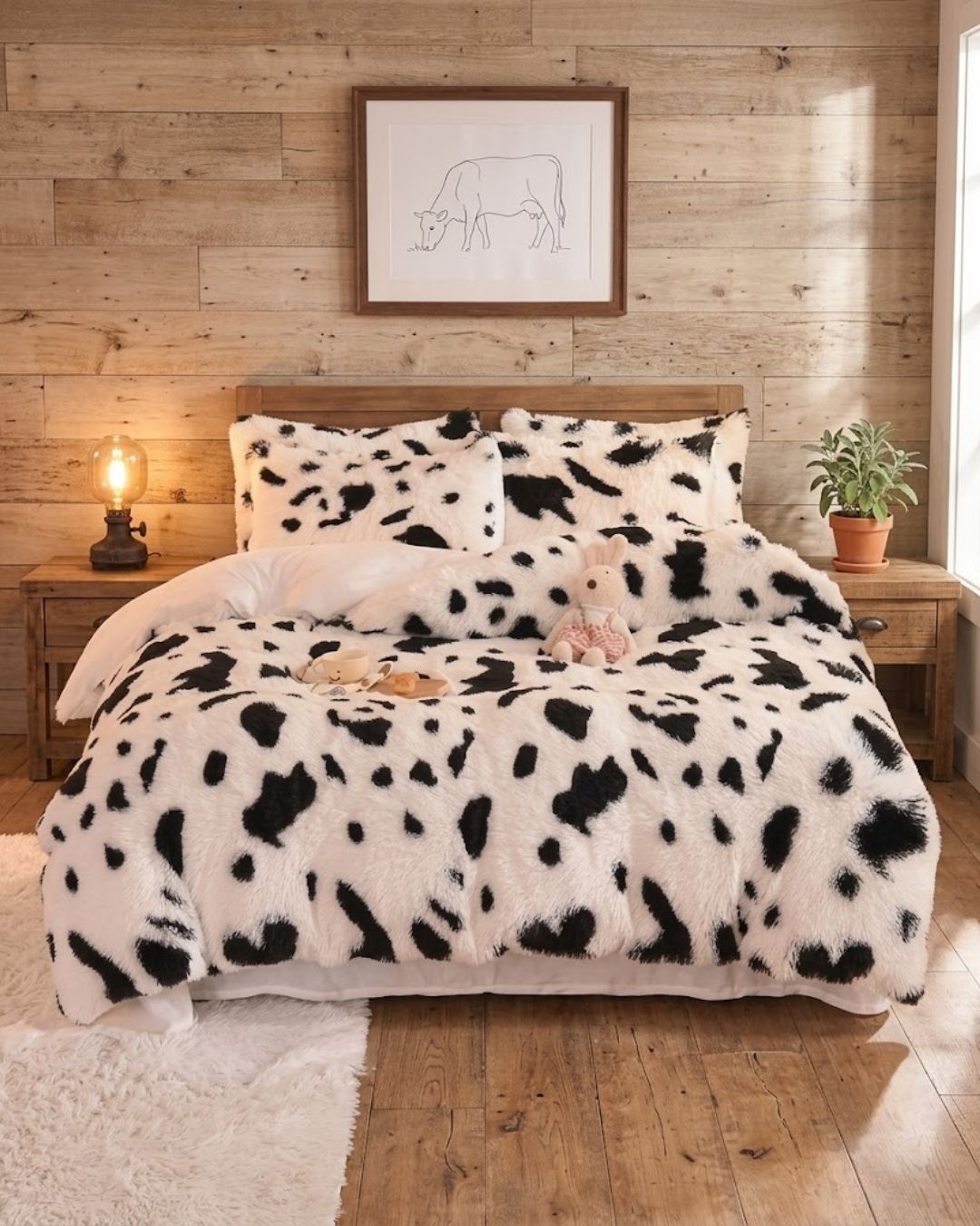 Peluş Nevresim Takımı Desenli Çift Kişilik