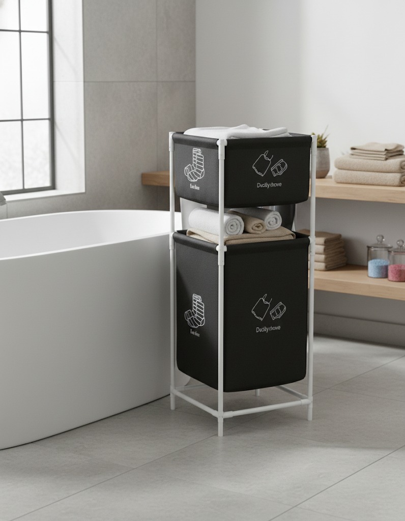 YH6664-B 2 Gözlü Kirli Çamaşır Sepeti