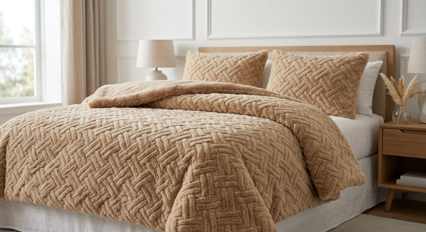 Merinos Kürk Comferter Set