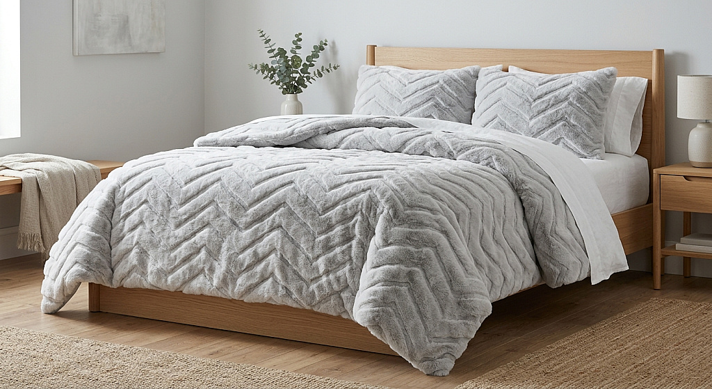 Merinos Kürk Comferter Set