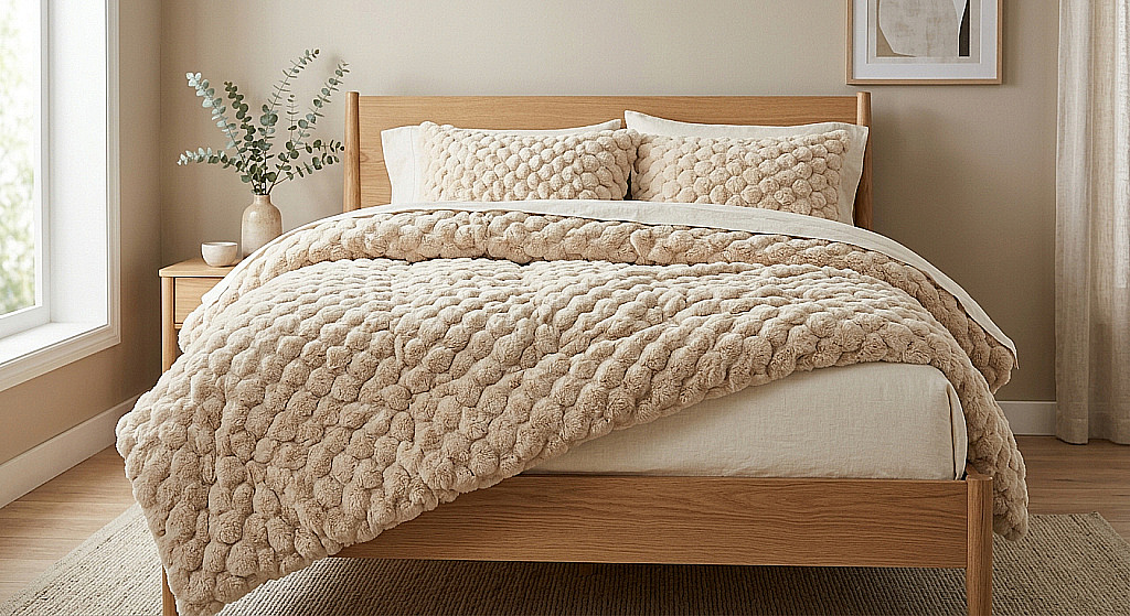 Merinos Kürk Comferter Set