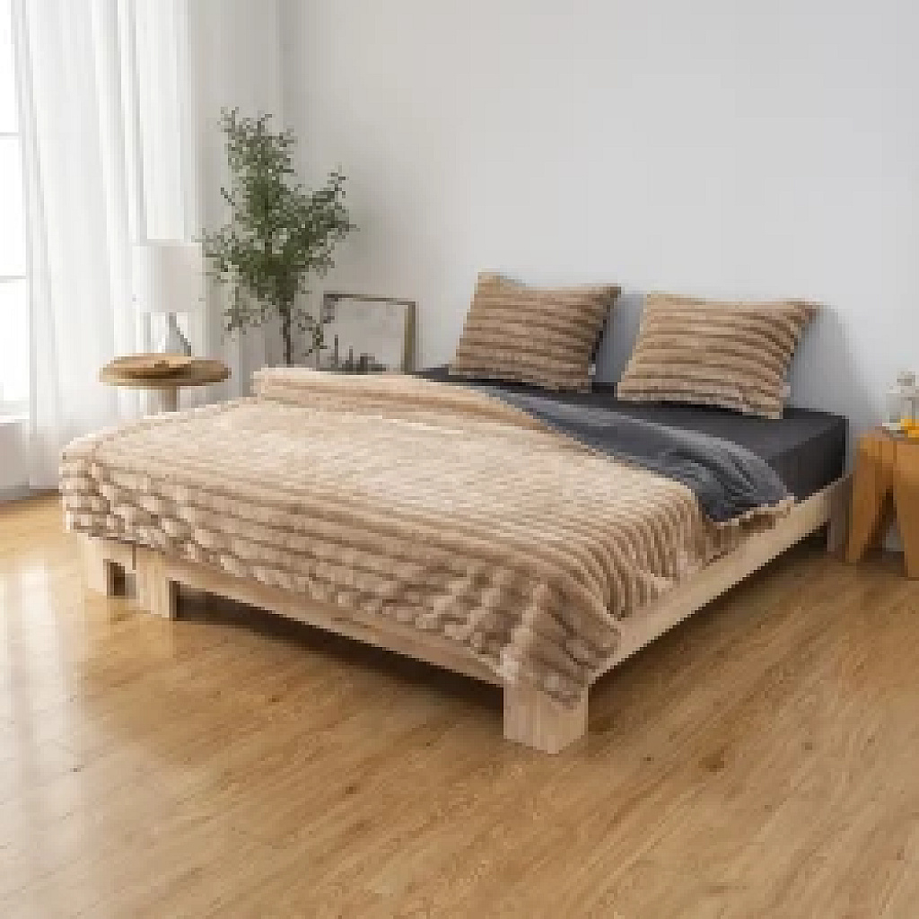Latte Rabbit Fur Düvet Nevresim Takımı Kışlık