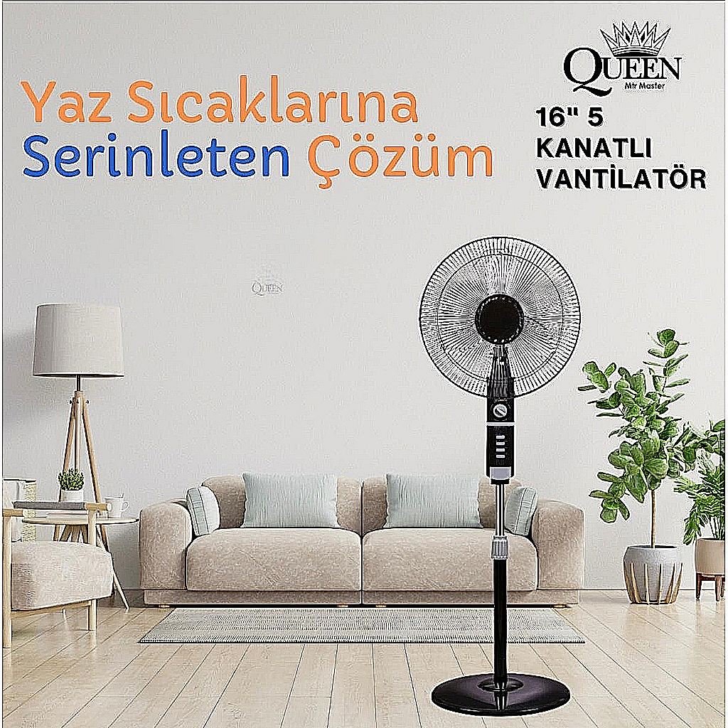 QUEEN 16" 5 Kanatlı Vantilatör