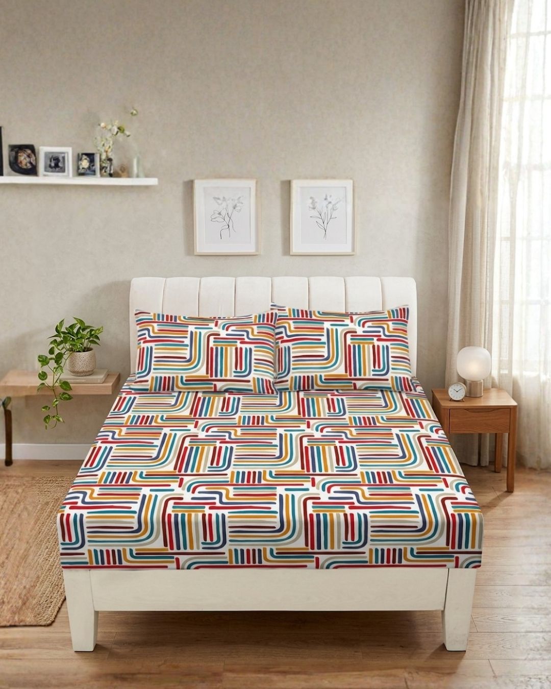 Mikro Saten Fitted Set Battal Boy 180x200 Desenli 