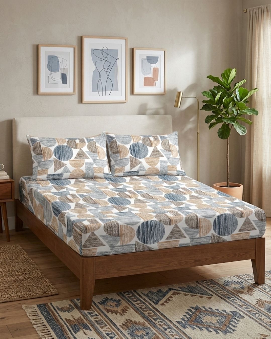 Mikro Saten Fitted Set Çift Kişilik (165x200) Desenli 