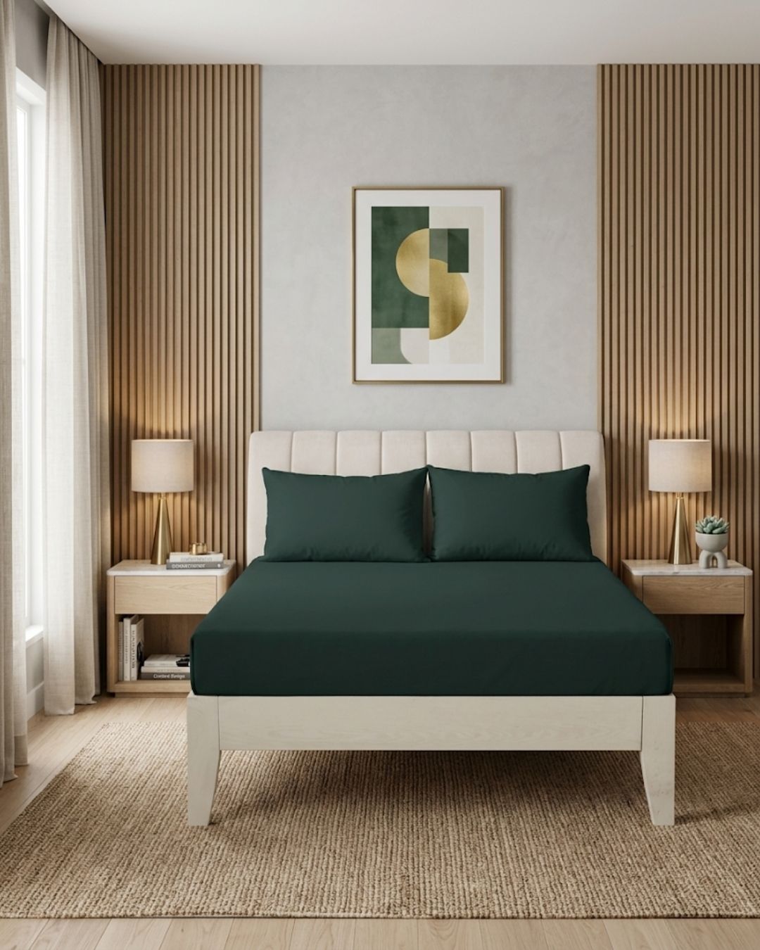 Mikro Saten Fitted Set - Koyu Yeşil 