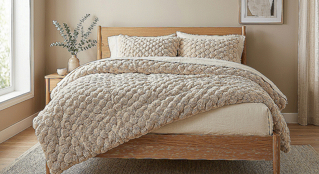 Merinos Kürk Comferter Set